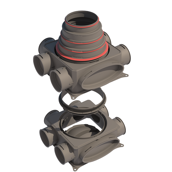 Air Excellent DB212 vertical extended, with stepped mass flow adaptor 125–200mm