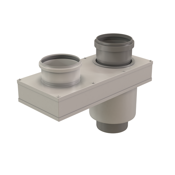 InnoFlue concentric adaptor 4"/6" to 4" twin pipe PPs white