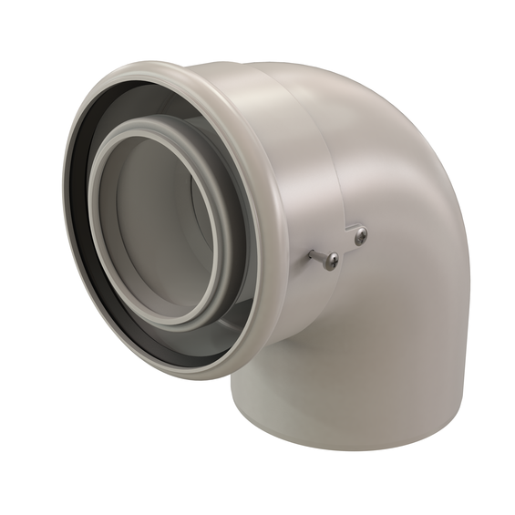InnoFlue concentric elbow 3"/5" x 87 PPs/Alu white