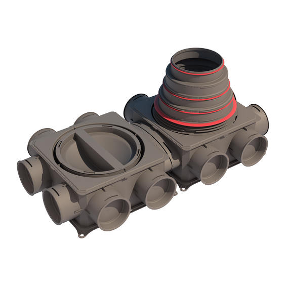 Air Excellent DB212 horizontal extended, with stepped mass flow adaptor 125–200mm