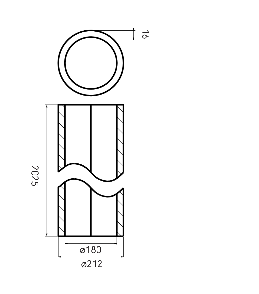 Dimensional Drawing - Aerfoam duct 180x2000mm
