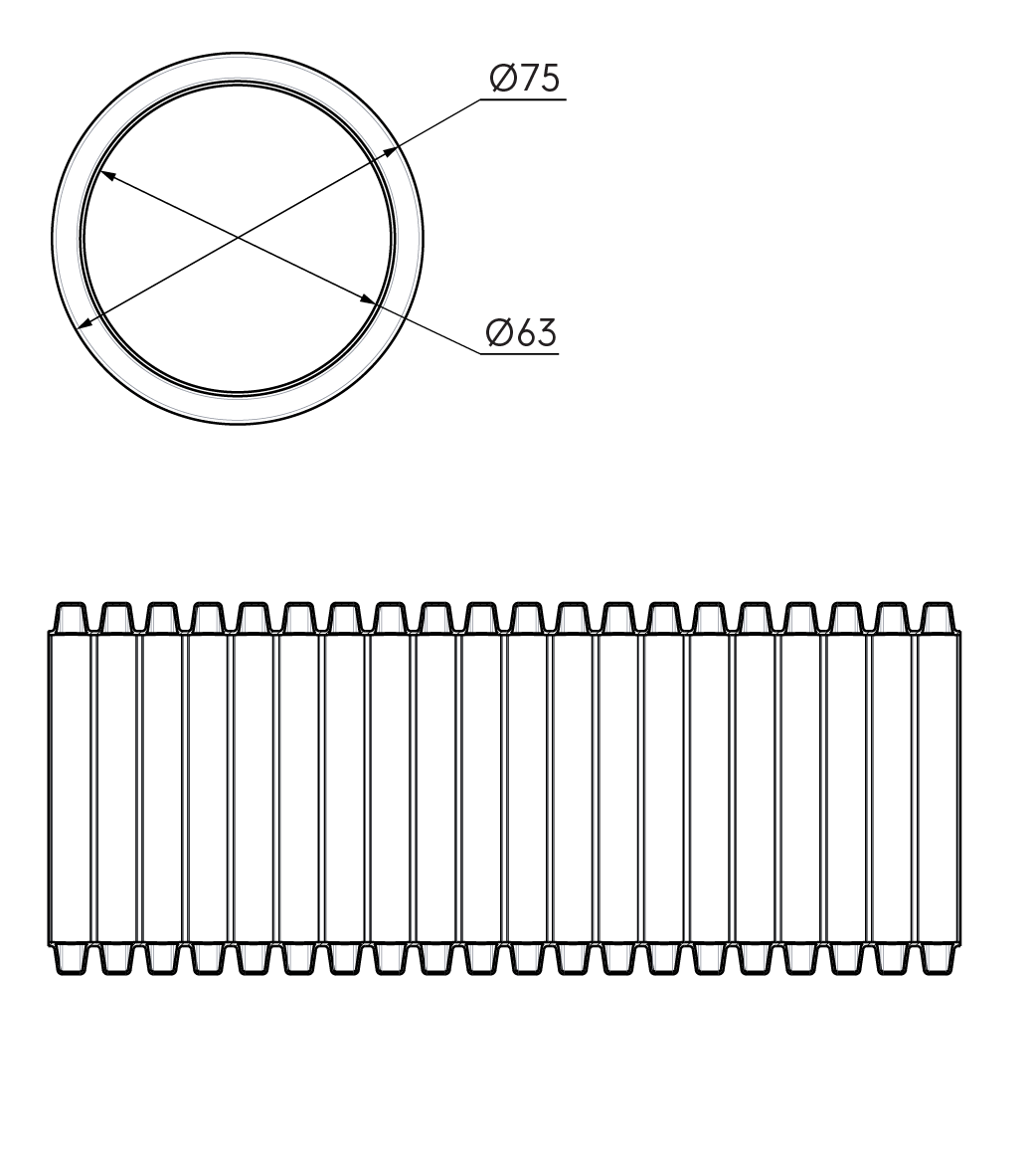 Dimensional drawing – AE34C Semi-Rigid Duct