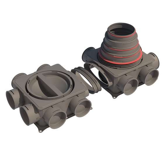 Air Excellent D212 horizontal extended, with stepped mass flow adaptor 125–200mm