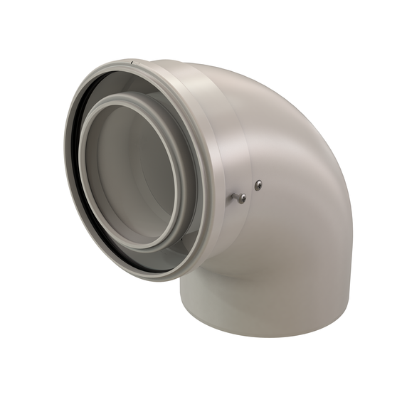 InnoFlue concentric elbow 4"/6" x 87 PPs/Alu white