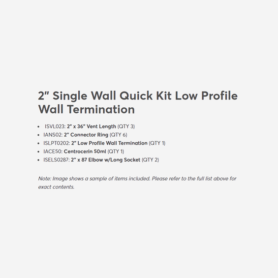 2in Single Wall Quick Kit Low Profile Wall Term / kit contents v2