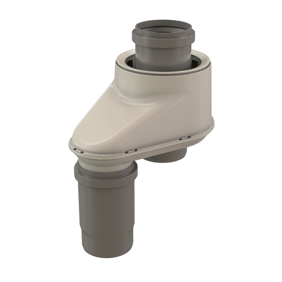 InnoFlue concentric adaptor 3" twin pipe to 3"/5" PPs white