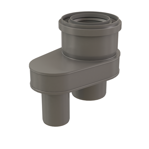 InnoFlue concentric adaptor 3'' air intake and 4" exhaust to 4''/6'' PPs grey
