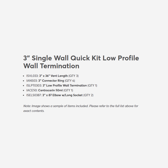 3in Single Wall Quick Kit Low Profile Wall Termination / kit contents v2